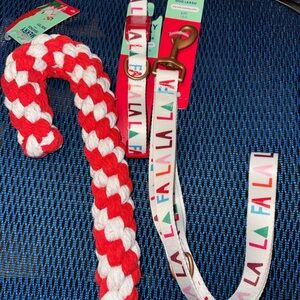 Candy Cane Rope Toy and Leash Set